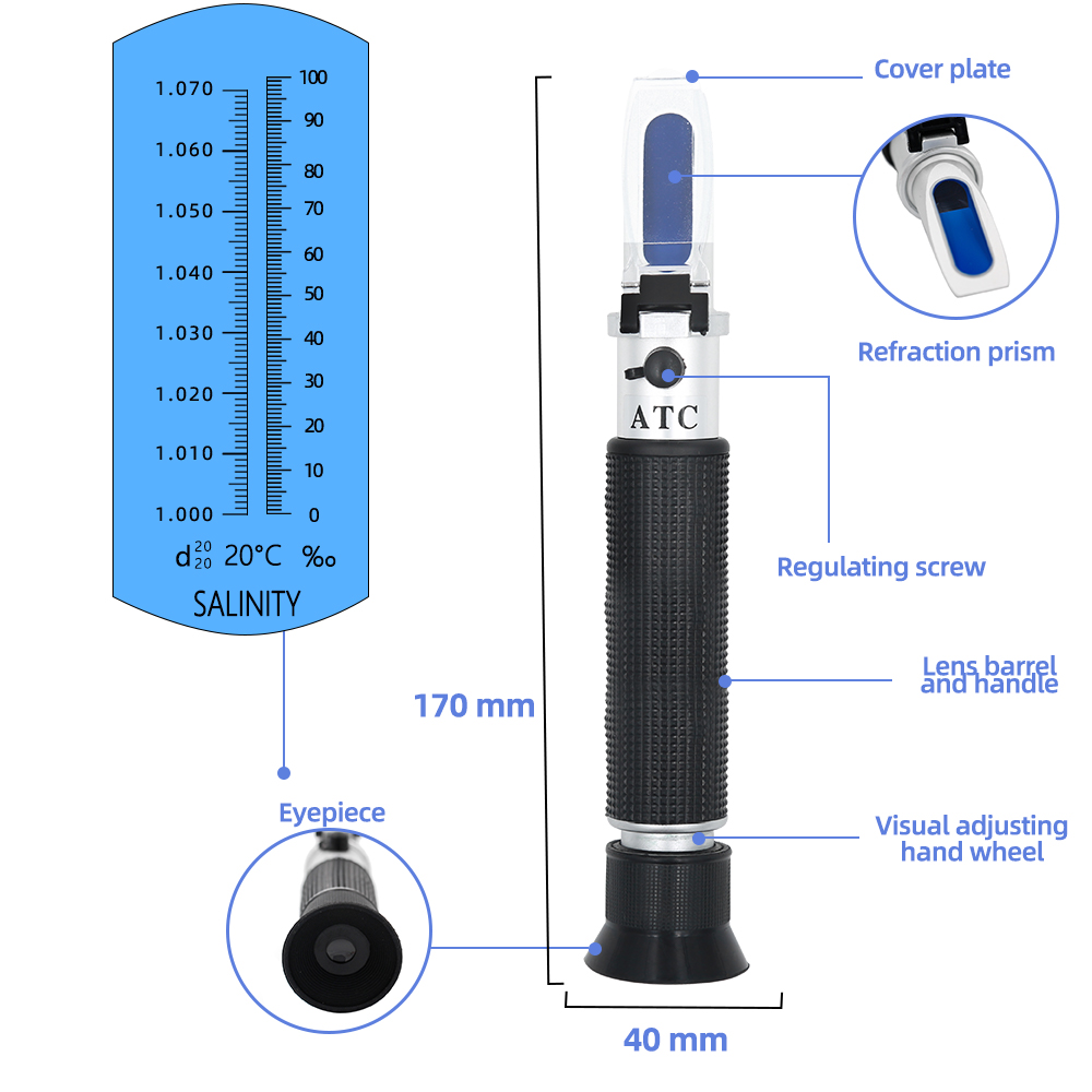 مقياس انكسار الملوحة المحمول 0 - مراجعة Refractometer Salinity وسعره